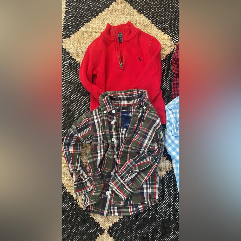 Plaid button up and Ralph Lauren sweater 3t